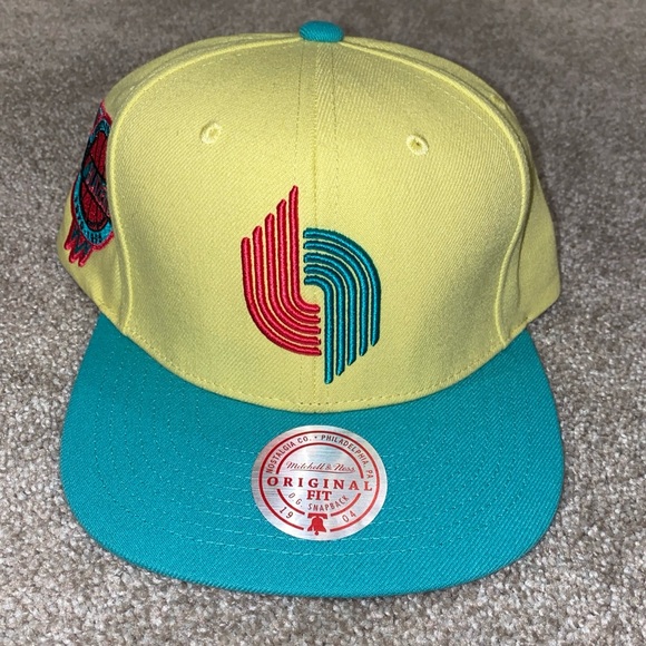 Portland Blazers Mitchell‎ & Ness NBA Snapback Hat Cap 3D Logo Green Teal NWT - Picture 1 of 8